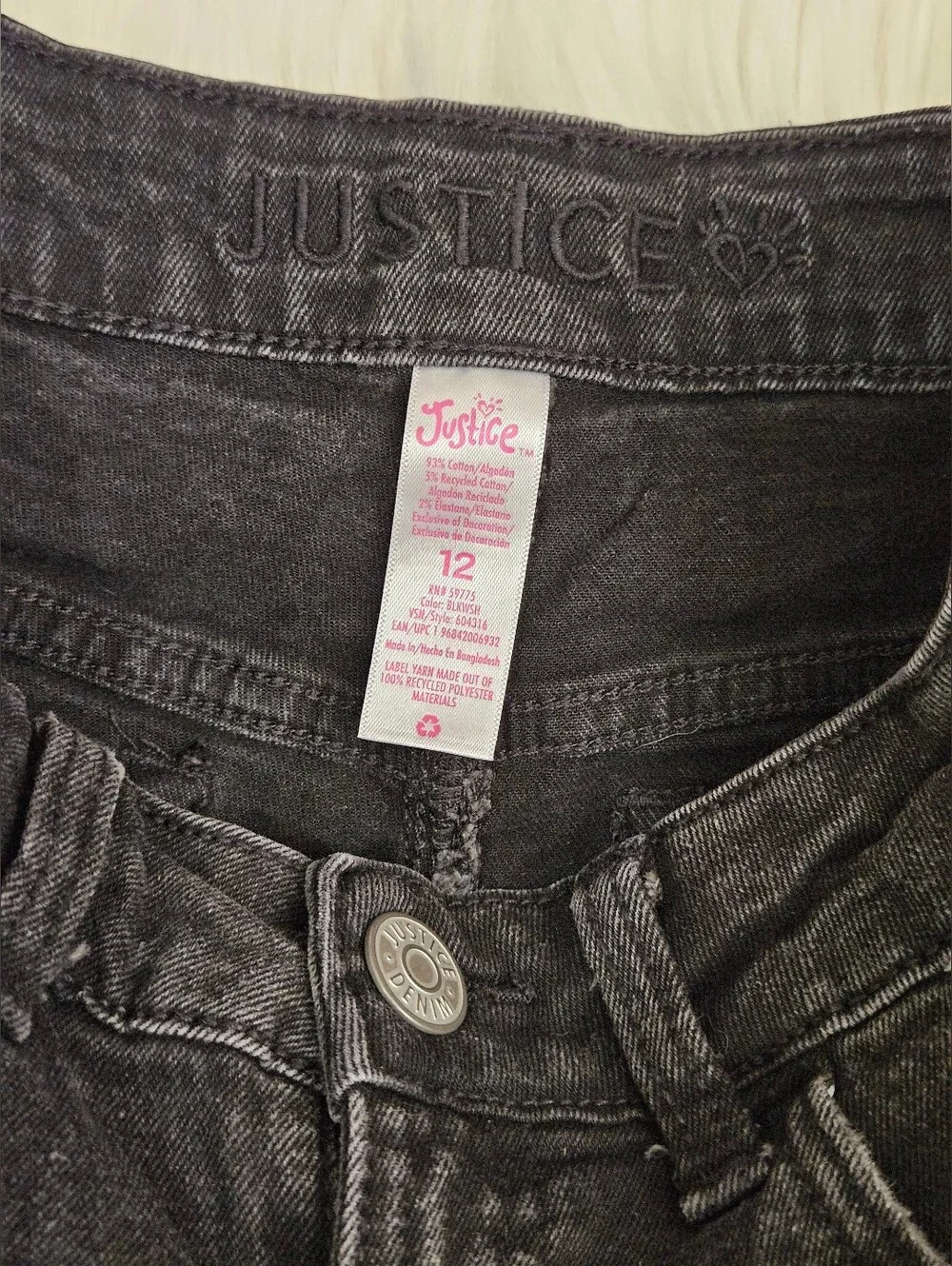 Justice Black Denim Shorts